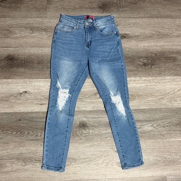 Blue Distressed Women Jeans - Picture 1 of 5
